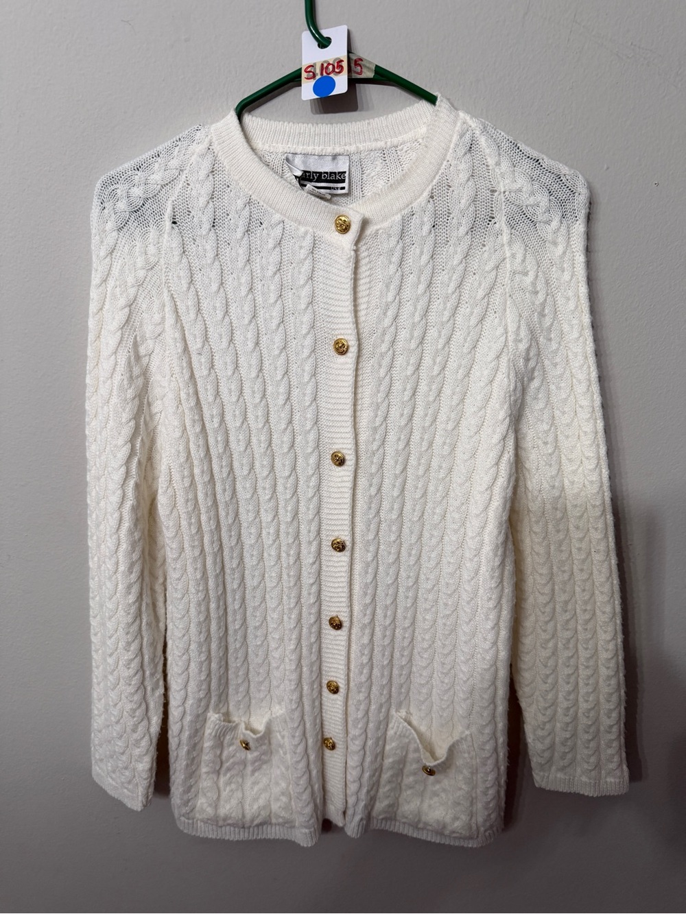 Women’s Carly Blake White Cable Knit Cardigan Sweater Size Medium USA
